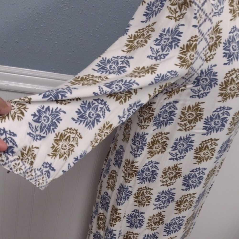 LOFT Long Sleeve Dress - Blue and Gold Floral - Picture 4 of 15